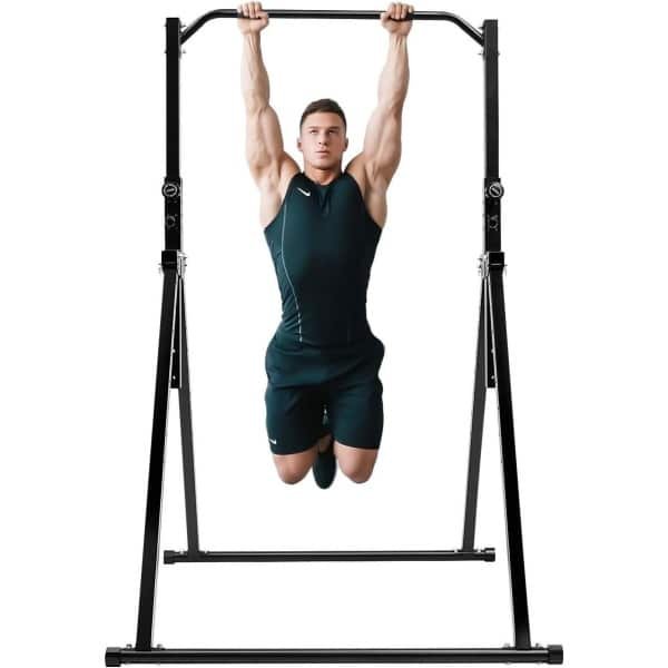 Opvouwbare Power Tower - Krachtstation Dip Stang - Thuis Krachttraining - In Hoogte Verstelbaar - Max 200 kg - Zwart