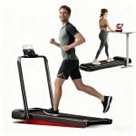 Opvouwbare loopband voor thuisgebruik 12 km/u, walking pad met helling, max. belasting 136 kg, met helling, voor op het bureau, voor thuisgebruik, met borstelloze motor