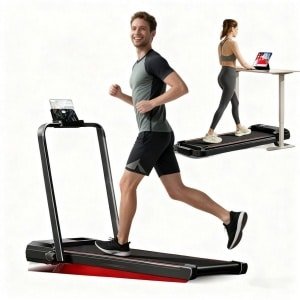 Opvouwbare loopband voor thuisgebruik 12 km/u, walking pad met helling, max. belasting 136 kg, met helling, voor op het bureau, voor thuisgebruik, met borstelloze motor