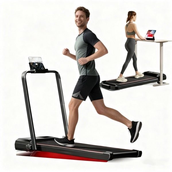 Opvouwbare loopband voor thuisgebruik 12 km/u, walking pad met helling, max. belasting 136 kg, met helling, voor op het bureau, voor thuisgebruik, met borstelloze motor
