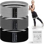 Pack van 3 elastische sportbands, antislip, voor krachttraining, yoga en crossfit