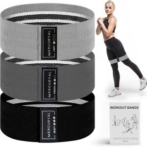 Pack van 3 elastische sportbands, antislip, voor krachttraining, yoga en crossfit