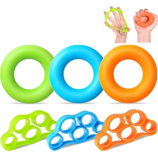 Pack van 6 Handgrepen voor Krachttraining - Voorarmen - Vinger Trainer - Grip Versterking - Vinger Rekker - Oefeningen voor Vingers - Spiertraining voor Klimmen en Fitness