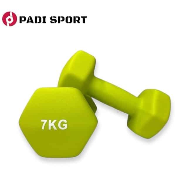 Padisport - Dumbell Neopreen - Groen - 7 Kg - Krachttraining - - Gewichten - Dumbells - Halters - Gewichtjes 7 Kg - Gewichten 7 Kg