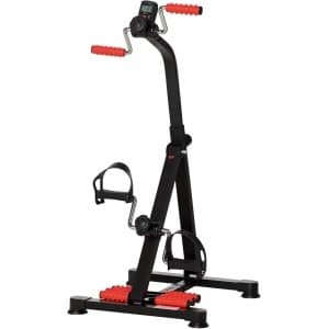 Pedaaltrainer Verstelbaar - Mini Hometrainer - Arm en Been Training - LCD Scherm - 56x56x97 cm - Zwart Rood