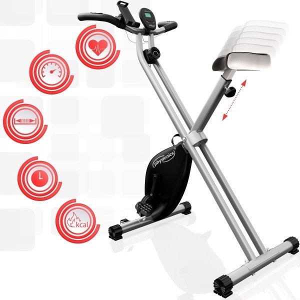 Physionics Hometrainer - Spinningfiets - Fiets - Opvouwbaar - Belastbaar tot 120 kg