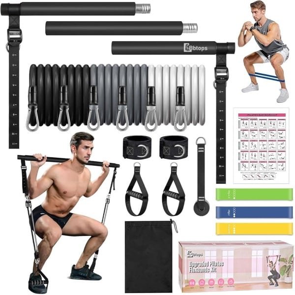 Pilates Stang Set met Weerstandsbanden - Full Body Fitness & Krachttraining voor Thuis