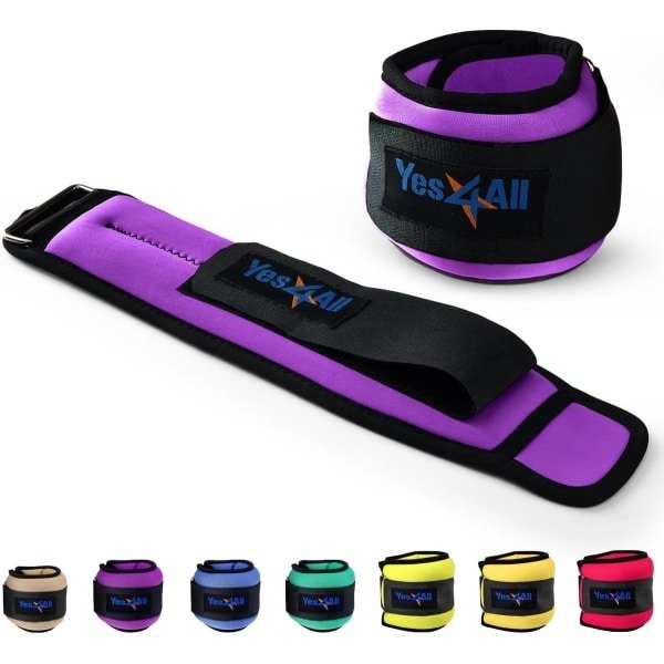 Pols Enkelgewichten - Verzwaarde Banden - Fitness Krachttraining - Verstelbare Klittenbandsluiting - 2 x 0.7 KG - Paars