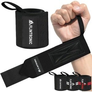 Polsbanden voor Krachttraining - Elastische Polssteun met Duimlus voor Gewichtheffen en Powerlifting - Zwart Wit