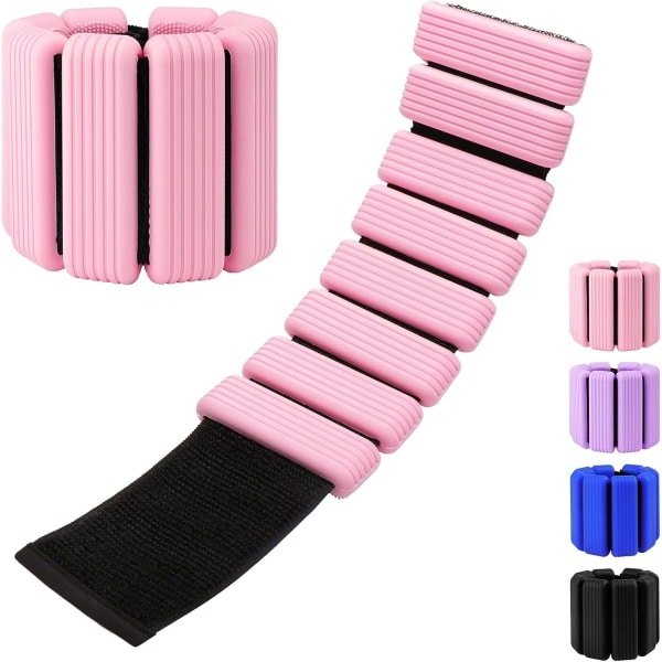 Polsgewichten, verstelbare enkelgewichten, set van 2 (elk 1 lb), siliconen enkelgewichten voor vrouwen, yoga, pilates, dansen, bars, hardlopen, zwemmen, cardio, fitnessstudio, wandelen(roze)