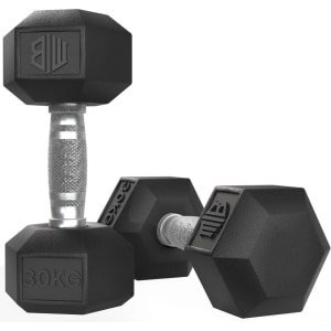 Professionele Zeshoekige Dumbbells - Rubber met Chromen Steel - Krachttraining Gewichten (Diverse kg)