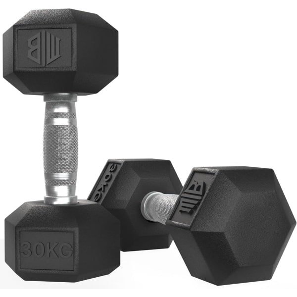 Professionele Zeshoekige Dumbbells - Rubber met Chromen Steel - Krachttraining Gewichten (Diverse kg)