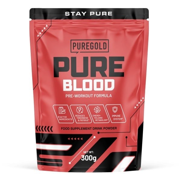 Pure Gold Pure Blood Pre-Workout Poeder - Pink Lemonade - 300g - Met 18 Actieve Ingrediënten, Cafeïne & Creatine