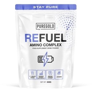 Pure Gold Refuel Poeder - Strawberry - 500g - 11 Aminozuren, Creatine, Koolhydraten, Vitaminen & Mineralen