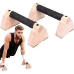 Push-up Bars - Parallettes Opdruksteunen - Krachttraining Thuissport - Antislip Handgrepen - 20 cm - Houtkleur