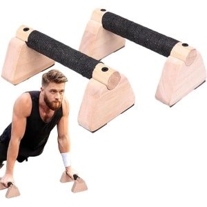 Push-up Bars - Parallettes Opdruksteunen - Krachttraining Thuissport - Antislip Handgrepen - 20 cm - Houtkleur