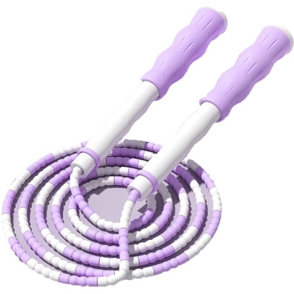 QTTVBTNA - 1 Stuk Sport Springtouw -Segment Tangle Free - Fitness Jump Rope Met Zachte Kralen - Voor Cardio Training Workout Conditie en Kracht - Speed Skipping Touw Voor Binnen en Buiten Sport - Duurzaam Lichtgewicht Makkelijk Meenemen- 2.6m-Paars