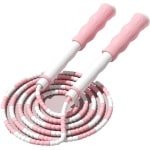 QTTVBTNA - 1 Stuk Sport Springtouw -Segment Tangle Free - Fitness Jump Rope Met Zachte Kralen - Voor Cardio Training Workout Conditie en Kracht - Speed Skipping Touw Voor Binnen en Buiten Sport - Duurzaam Lichtgewicht Makkelijk Meenemen- 2.6m - roze