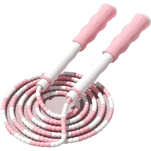 QTTVBTNA - 1 Stuk Sport Springtouw -Segment Tangle Free - Fitness Jump Rope Met Zachte Kralen - Voor Cardio Training Workout Conditie en Kracht - Speed Skipping Touw Voor Binnen en Buiten Sport - Duurzaam Lichtgewicht Makkelijk Meenemen- 2.6m - roze