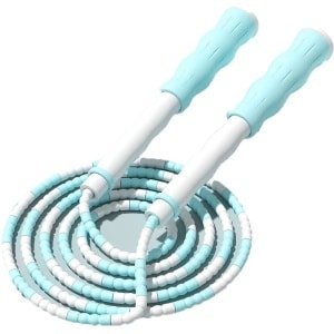 QTTVBTNA - 1 Stuk Sport Springtouw -Segment Tangle Free - Fitness Jump Rope Met Zachte Kralen - Voor Cardio Training Workout Conditie en Kracht - Speed Skipping Touw Voor Binnen en Buiten Sport - Duurzaam Lichtgewicht Makkelijk Meenemen- 2.6m-Blauw