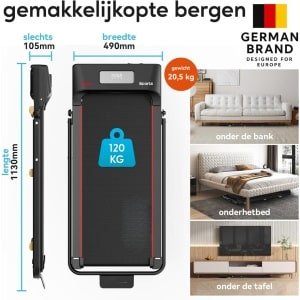 REN® Loopband Inklapbaar - Loopband Inklapbaar Met Helling - Loopband - Rood - 113cm x 49cm x 11cm
