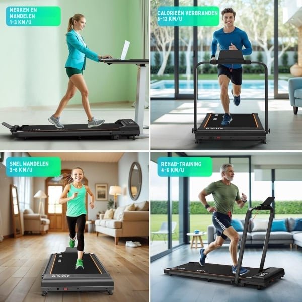 REN® Loopbanden Voor Thuis - Loopbanden Voor Thuis Inklapbaar - Loopbanden Voor Thuis Helling - Zwart - 116cm x 49cm x 13cm