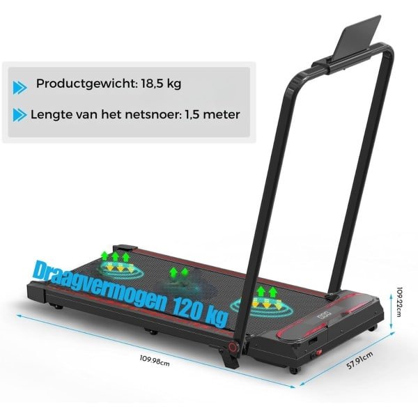 RONN® Loopbanden Voor Thuis - Loopbanden Voor Thuis Inklapbaar - Loopbanden Voor Thuis Helling - Zwart - 110cm x 58cm x 13cm