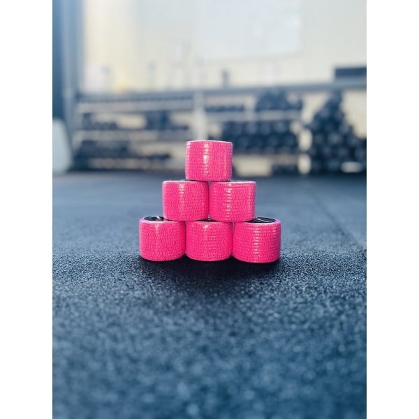 RXpursuit 6-Pack Roze Premium Sticky Stretch Lifting Thumb Hookgrip Tape for Weightlifting, CrossFit, Powerlifting, Strength Training. Athletic Sport Tape