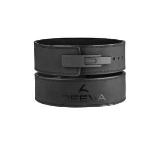 Reeva Lifting Belt - Zwart Lederen Powerlift Riem in Maat M - Lever Belt geschikt voor Crossfit, Powerlifting, Fitness en Bodybuilding - Lifting Belt voor Heren en Dames