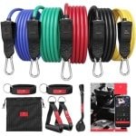 Resistance Bands Fitness Set - 11-Delige Weerstandsbanden Set met Handvaten, Enkelbanden & Deuranker - Incl. Trainings eBook - Elastische Expander Banden voor Krachttraining & Workout Thuis