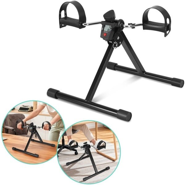 Revalidatiefiets | Hometrainer armen benen | Mini hometrainer | Rotor fiets | Oefenfiets senioren | Opvouwbare hometrainer | Fitness voor ouderen | Thuisrevalidatie | Revalidatieapparaat | Bureaufiets | zwart