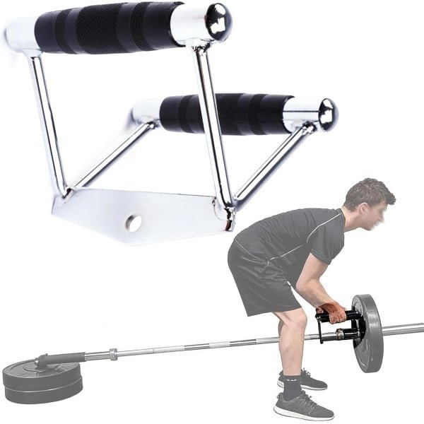 Roeigreep V-Bar - Fitness Accessoire - Krachttraining Rug - Antislip Rubberen Handgreep - 18 cm - Zwart
