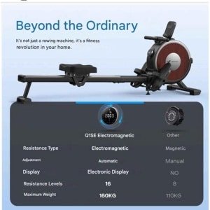 Roeimachine - Magnetische Roeitrainer - Roeiapparaat - App - Bluetooth - Dual Rail Systeem - Elektromagnetische Weerstand - 16 Weerstandsniveaus - Dual Rail Systeem - Stil & Krachtig - 160 kg Belastbaar
