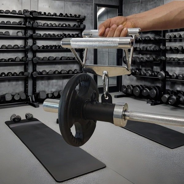 Roeiopzetstuk Halterstang - Fitness Accessoire Krachttraining - Full Body Training - Duurzaam IJzeren Ontwerp - 10 cm Lengte - Zwart