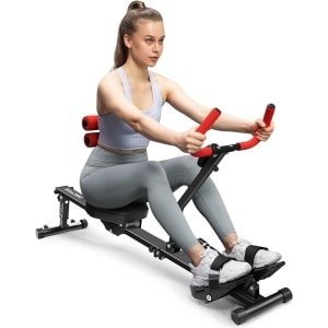 Roeitrainer Inklapbaar - Hometrainer - Roeimachine Fitness - Zwart en Rood