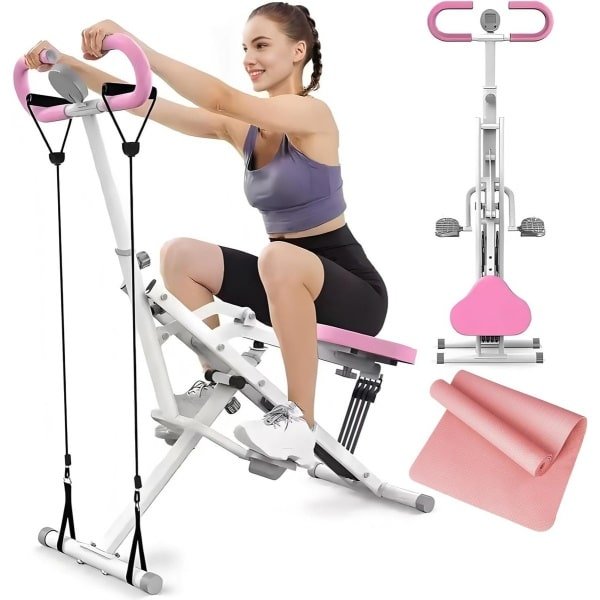 Roeitrainer Opvouwbaar - Thuisgymnastiek Apparaat - Full Body Workout - 2-in-1 Trainingssysteem - 88x43x130 cm - Roze