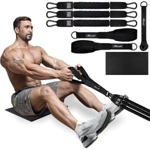 Roeiweerstandsbanden - Thuisgym Apparatuur - Full Body Workout - Draagbare Krachttraining - 24x20x10 cm - Zwart