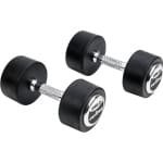 Ronde Halters - Studio Halters - Krachttraining Thuis - Vloervriendelijk Rubber - 2 x 125 kg - Zwart