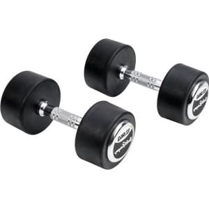 Ronde Halters - Studio Halters - Krachttraining Thuis - Vloervriendelijk Rubber - 2 x 125 kg - Zwart