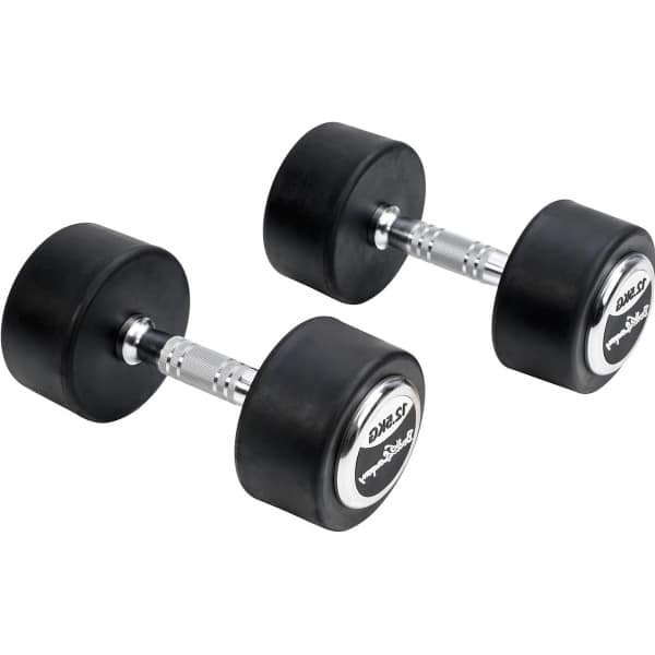 Ronde Halters - Studio Halters - Krachttraining Thuis - Vloervriendelijk Rubber - 2 x 125 kg - Zwart