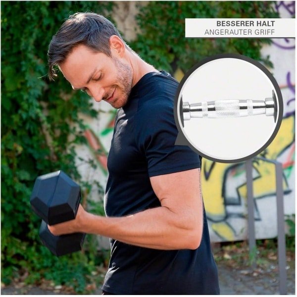 Rubbere Zeshoekige Halter 1 kg - Compact Dumbbell voor Krachttraining Thuis of Studio