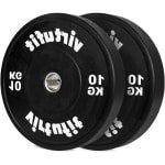 Rubberen Bumperplaten Set - Gewichtsschijven Rubber - Krachttraining Thuis - Schokdempend Geluidsarm - 2 x 10 kg - Zwart