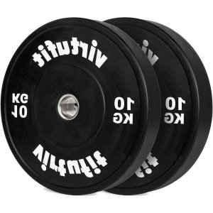 Rubberen Bumperplaten Set - Gewichtsschijven Rubber - Krachttraining Thuis - Schokdempend Geluidsarm - 2 x 10 kg - Zwart