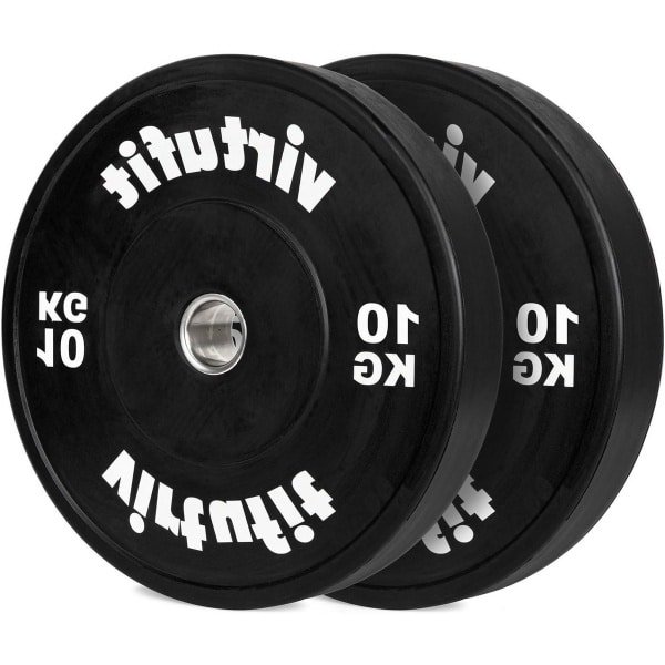 Rubberen Bumperplaten Set - Gewichtsschijven Rubber - Krachttraining Thuis - Schokdempend Geluidsarm - 2 x 10 kg - Zwart