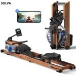 SOLVA Roeitrainers - Roeitrainer - Roeimachine - Bluetooth-verbinding - Tot 180 Kilo - Opvouwbaar - 184 x 46 x 76 cm - Houtkleur Met Zwart