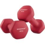 SONGMICS Halters, set van 2, halterset, korte halters, hexagon, neopreen coating, krachttraining, workout, fitnesstraining, voor thuis, 2X4KG