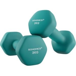 SONGMICS Halters, set van 2, halterset, korte halters, hexagon, neopreen coating, krachttraining, workout, fitnesstraining, voor thuis