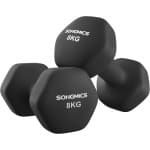 SONGMICS Set van 2 zeshoekige halters / dumbbells - 2x8 kg - 16 kg totaal - met neopreen coating voor krachttraining, training, fitness, thuis