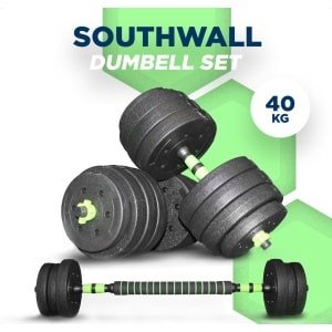 SOUTHWALL Dumbbells set Verstelbaar met Halterstang tot 40kg - Halterset - Fitness Stang - Fitness Gewichten Set - Professionele 2-in-1 Dumbbellset - Home Gym - Krachttraining - Gebruiksvriendelijk - Multifunctioneel - Dumbell set 40 kg