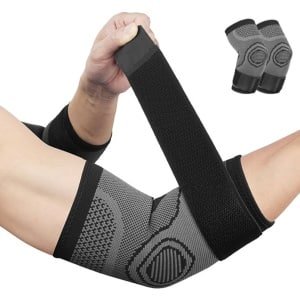 Sander Shop Elleboogbrace, 1 Paar Verstelbare Elastisc Ademend Elleboogsteun with Elastische Band, Compressie Elleboogbandage voor Gewichtheffen, Krachttraining, Golfer, Tennis, Elleboog Pijnbestrijding, Tendinitis en Gewrichtspijn (XL)